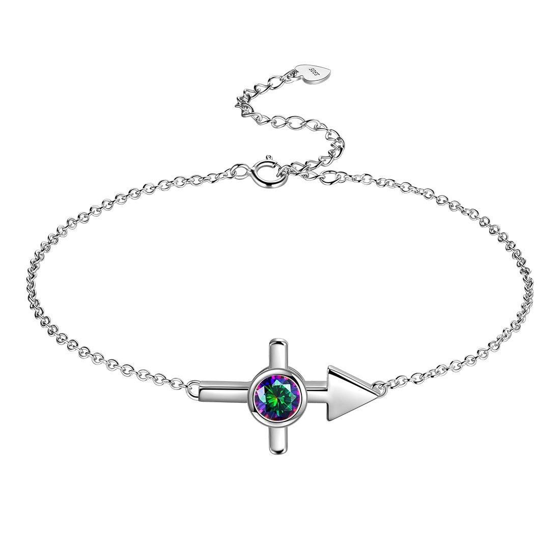 Sagittarius Bracelet Sterling Silver Mystic Rainbow Topaz Aurora Tears Jewelry