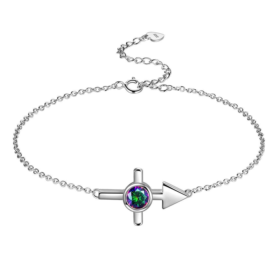 Sagittarius Bracelet Sterling Silver Mystic Rainbow Topaz Aurora Tears Jewelry