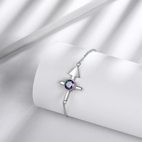 Sagittarius Bracelet Sterling Silver Mystic Rainbow Topaz - Bracelet - Aurora Tears Jewelry
