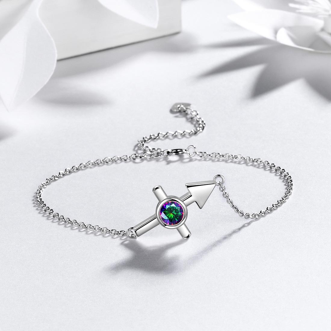 Sagittarius Bracelet Sterling Silver Mystic Rainbow Topaz - Bracelet - Aurora Tears Jewelry