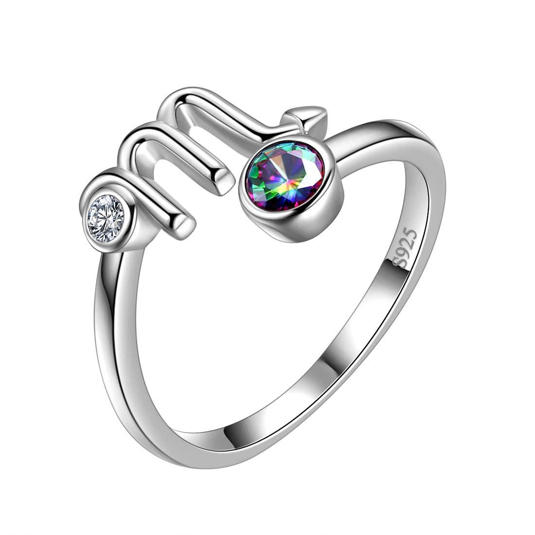 Scorpio Zodiac Open Rings 925 Sterling Silver Aurora Tears Jewelry
