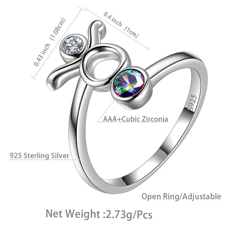Taurus Zodiac Open Rings 925 Sterling Silver - Rings - Aurora Tears Jewelry