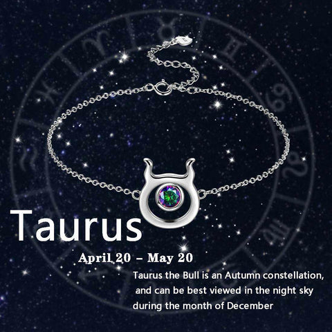 Taurus Bracelet Sterling Silver Mystic Rainbow Topaz - Bracelet - Aurora Tears Jewelry