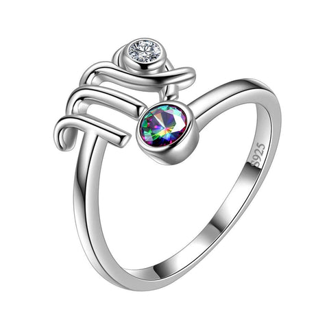 Virgo Zodiac Open Rings 925 Sterling Silver Aurora Tears Jewelry