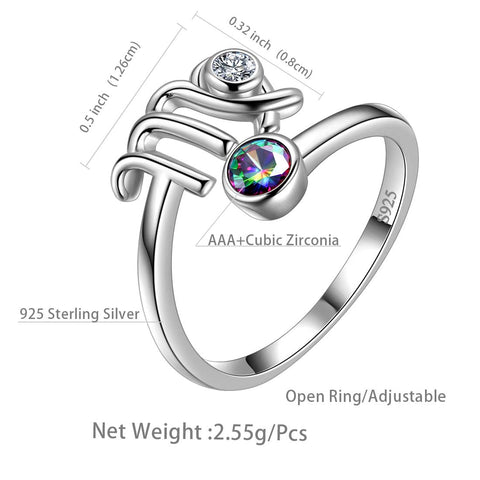 Virgo Zodiac Open Rings 925 Sterling Silver - Rings - Aurora Tears Jewelry