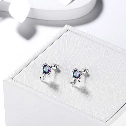 Virgo Stud Earrings Sterling Silver Mystic Rainbow Topaz - Earrings - Aurora Tears Jewelry
