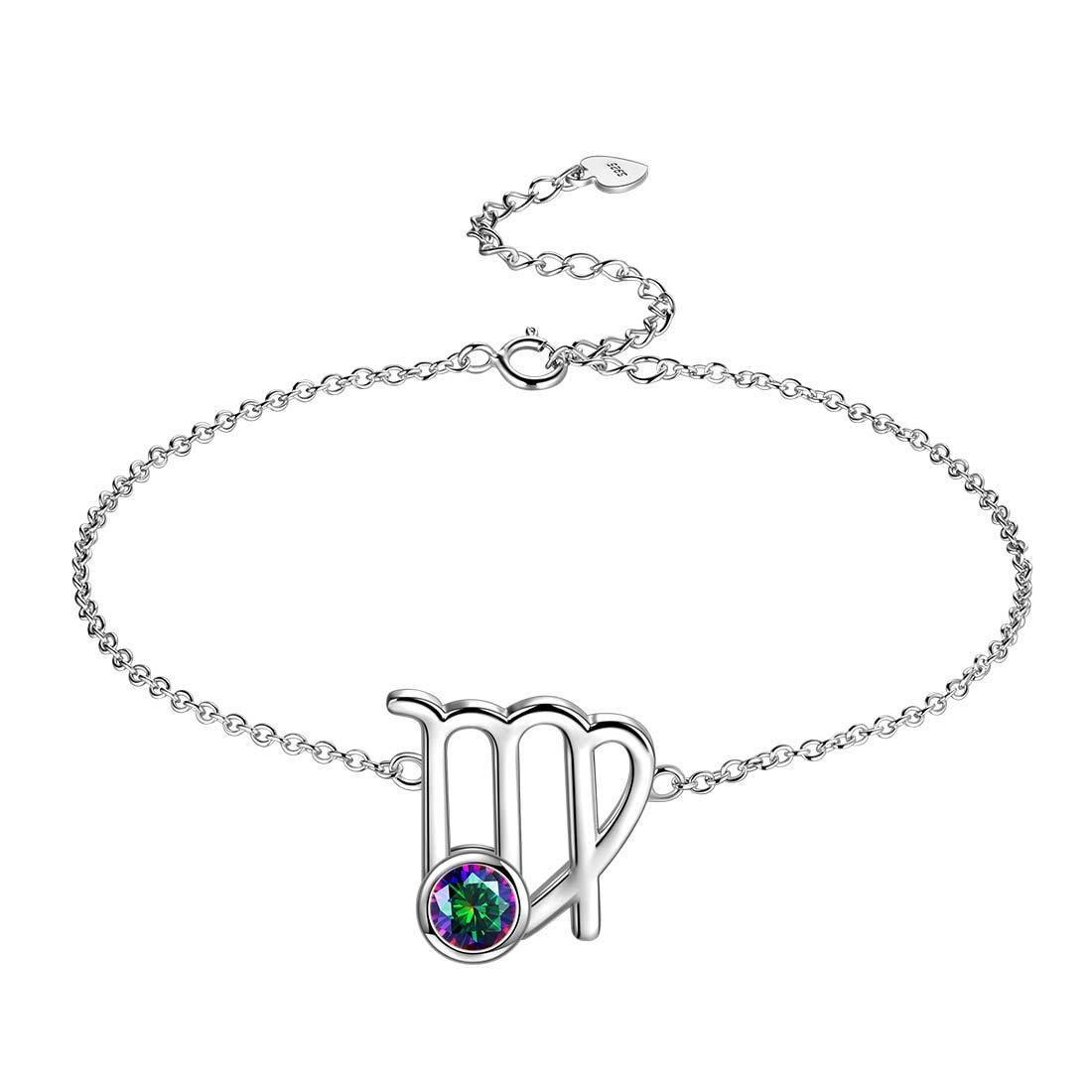 Virgo Bracelet Sterling Silver Mystic Rainbow Topaz Aurora Tears Jewelry