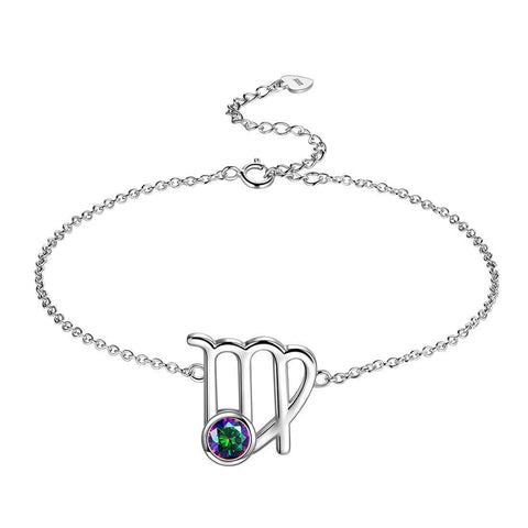 Virgo Bracelet Sterling Silver Mystic Rainbow Topaz Aurora Tears Jewelry