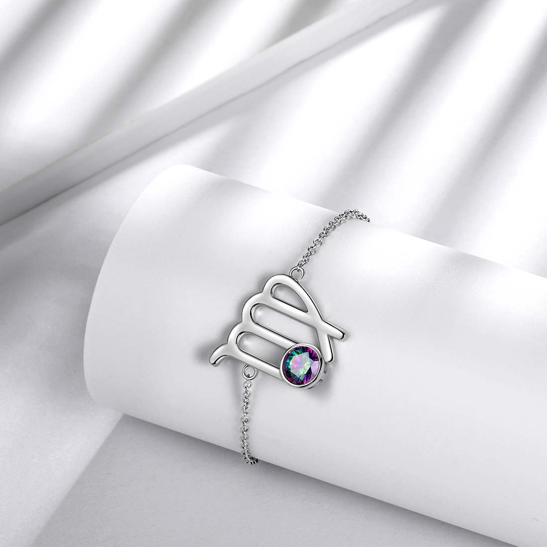 Virgo Bracelet Sterling Silver Mystic Rainbow Topaz - Bracelet - Aurora Tears Jewelry