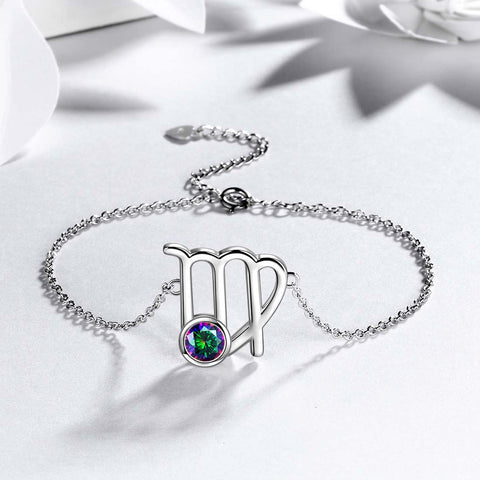 Virgo Bracelet Sterling Silver Mystic Rainbow Topaz - Bracelet - Aurora Tears Jewelry