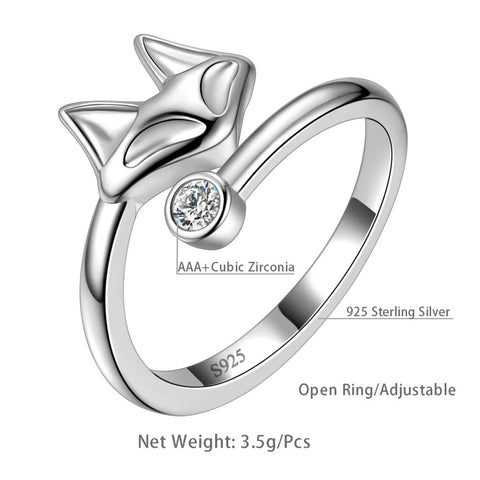 Animals Fox Tail Adjustable Rings 925 Sterling Silver Aurora Tears - Rings - Aurora Tears Jewelry