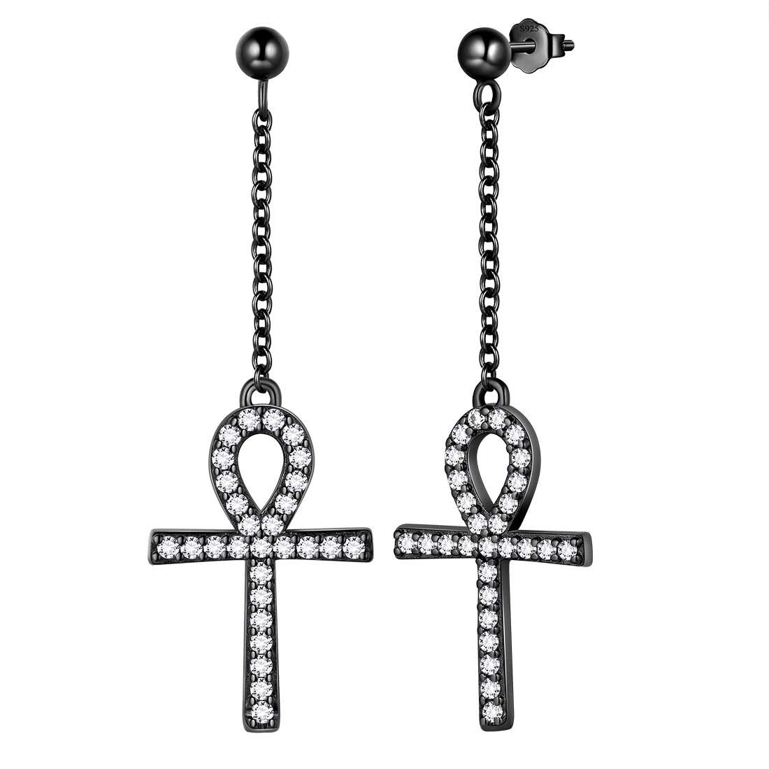 Shop Mens Ancient Egyptian Ankh Cross Dangle Earring Sterling