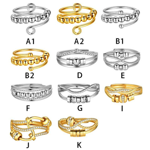 Anxiety Relief Ring Rotatable Opening Adjustable Ring - Rings - Aurora Tears