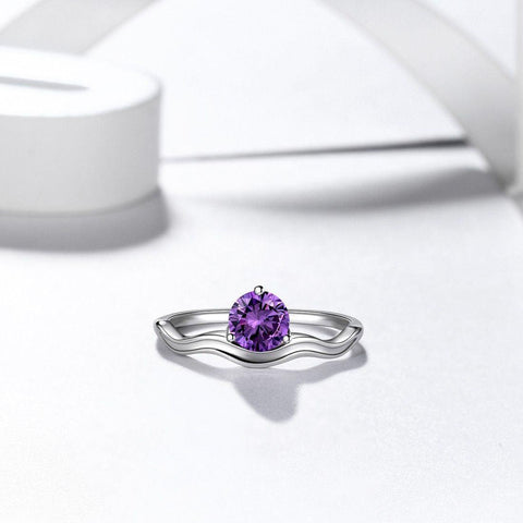 Aquarius Ring February Amethyst Birthstone Zodiac - Rings - Aurora Tears