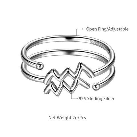 Aquarius Rings Zodiac Sign Jewelry 925 Sterling Silver - Rings - Aurora Tears