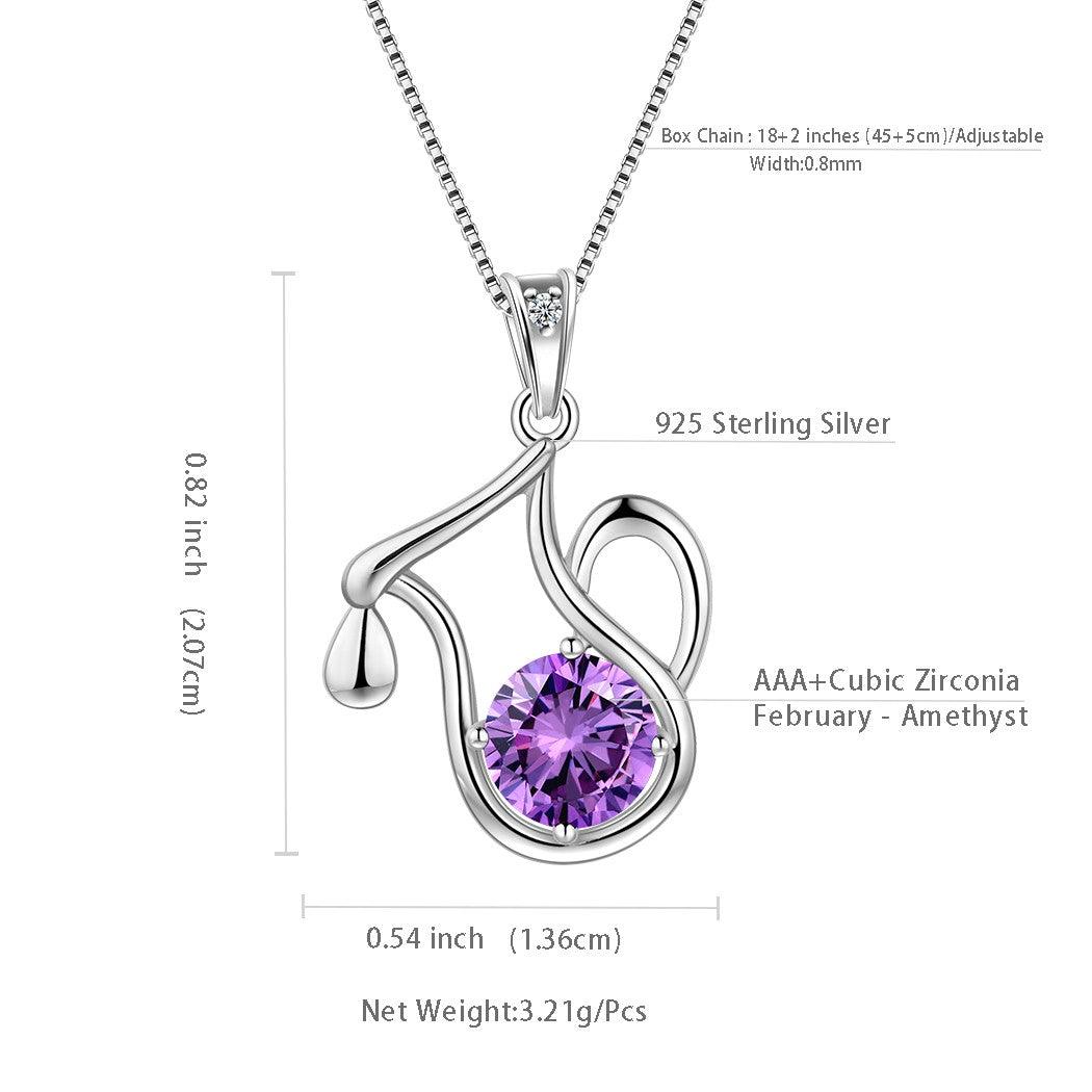 Aquarius Zodiac Necklace February Birthstone Pendant Crystal - Necklaces - Aurora Tears