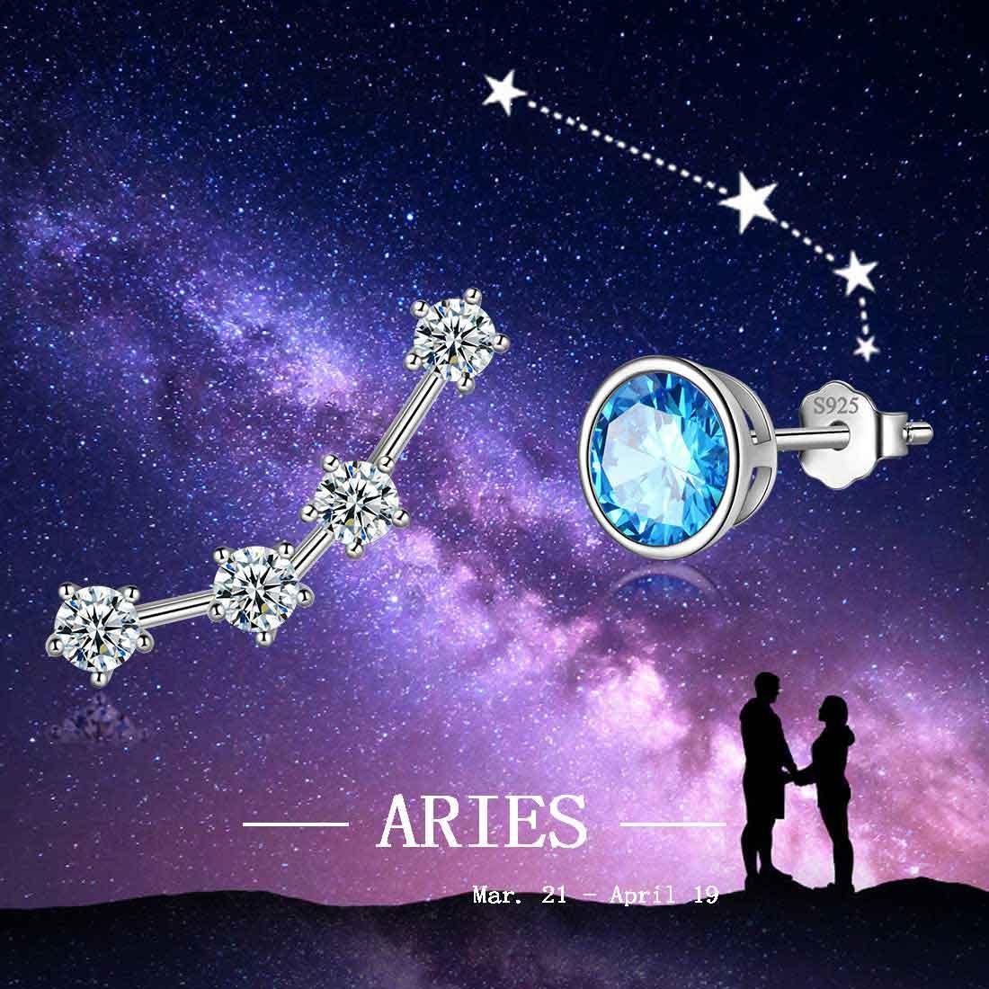 Aries Earrings March Birthstone Zodiac Studs - Earrings - Aurora Tears