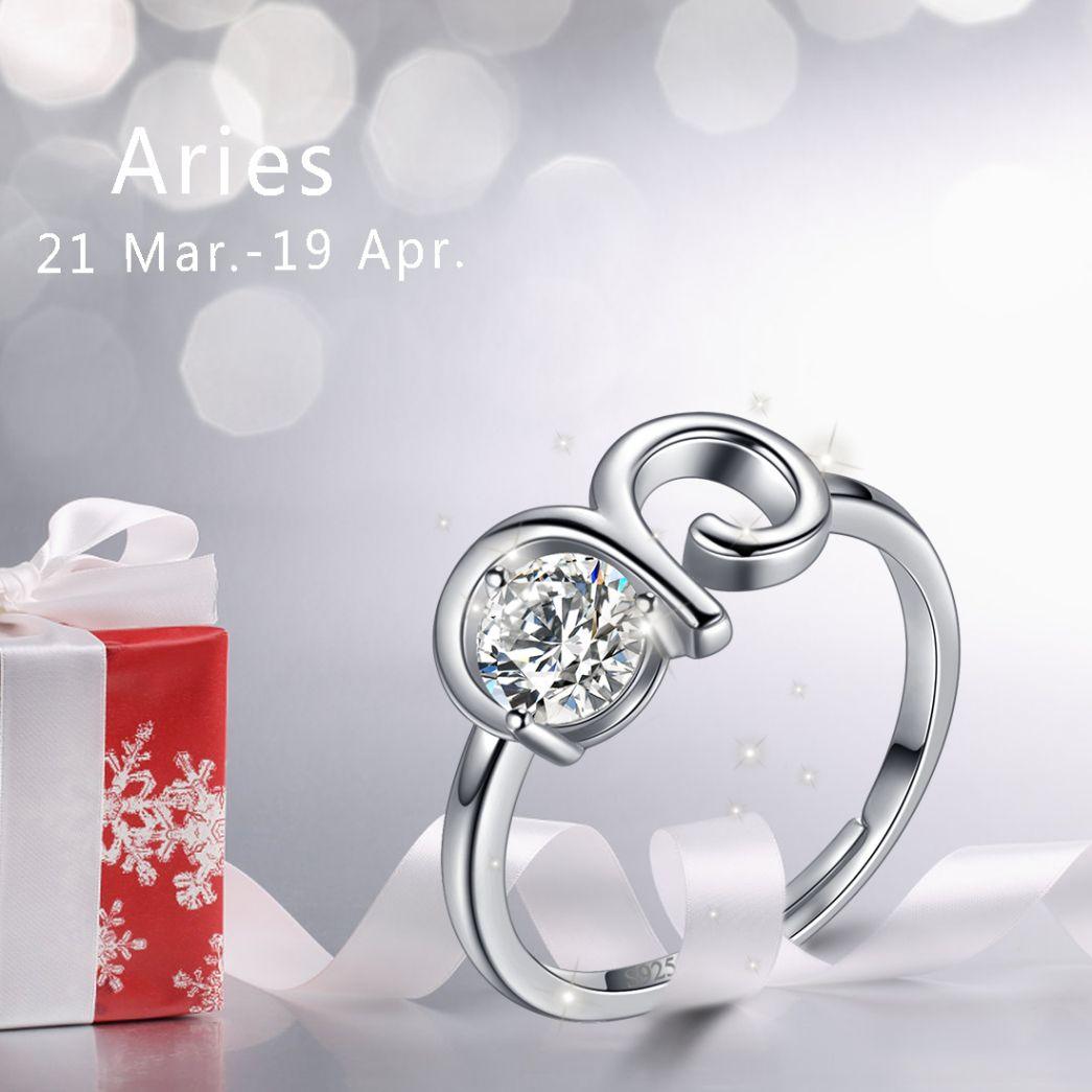 Aries Ring April Diamond Birthstone Zodiac - Rings - Aurora Tears