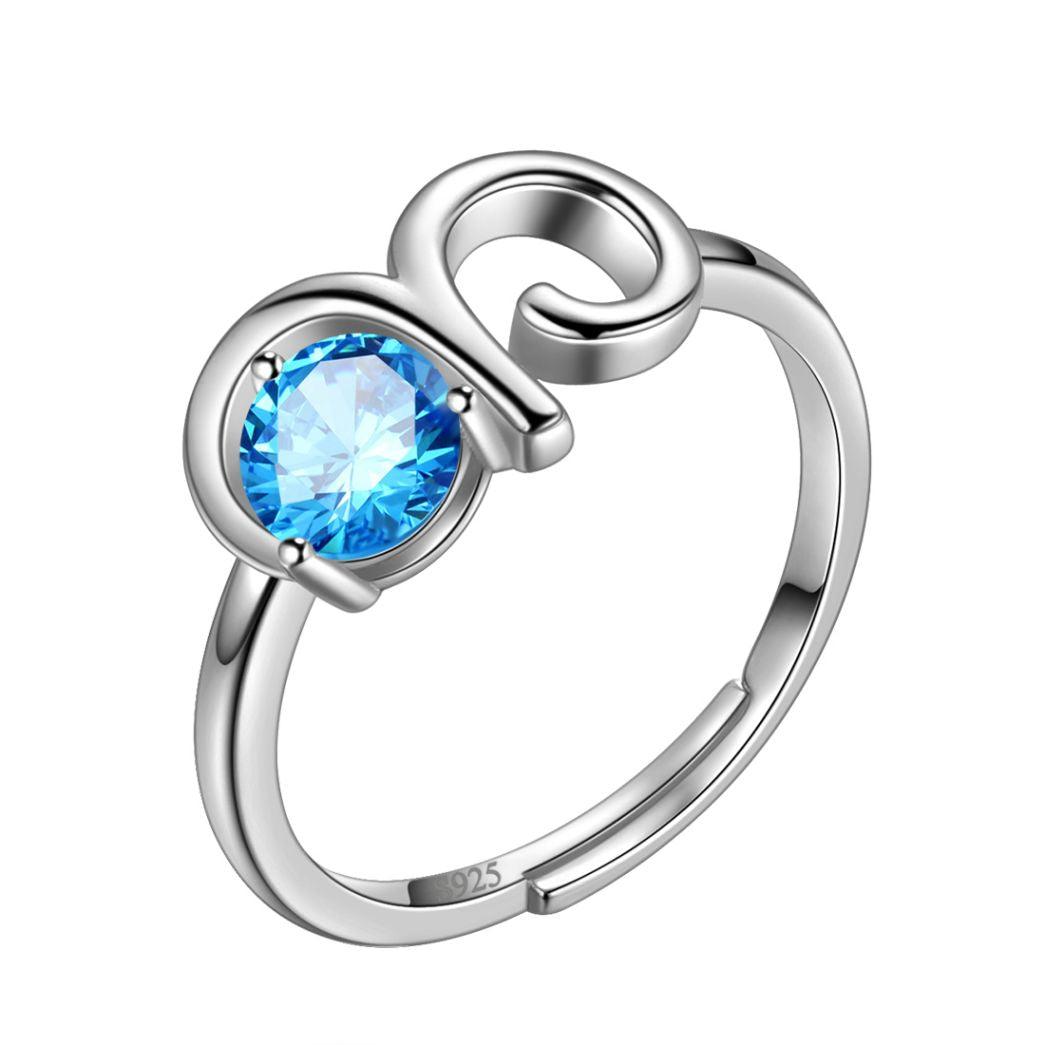 Aries Ring March Aquamarine Birthstone Zodiac - Rings - Aurora Tears