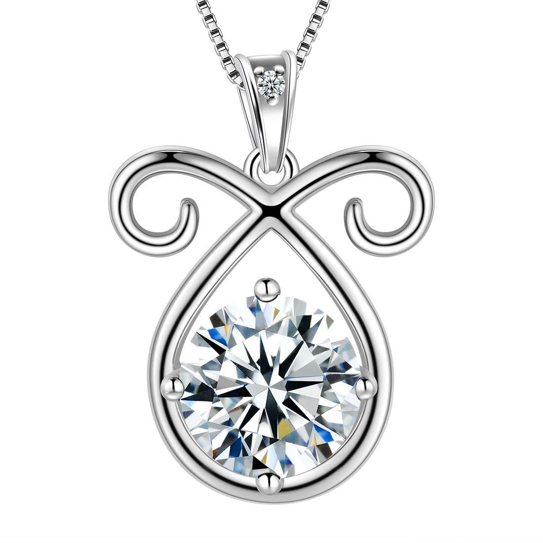 Aries Zodiac Necklace April Birthstone Pendant Crystal - Necklaces - Aurora Tears