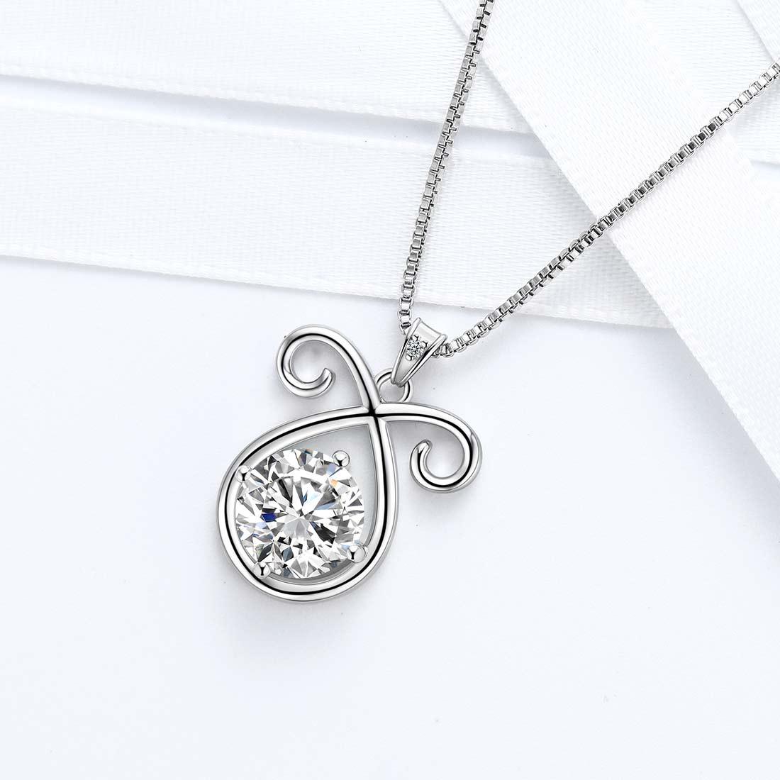 Aries Zodiac Necklace April Birthstone Pendant Crystal - Necklaces - Aurora Tears