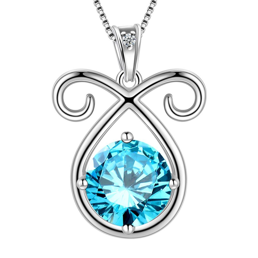 Aries Zodiac Necklace March Birthstone Pendant Crystal - Necklaces - Aurora Tears