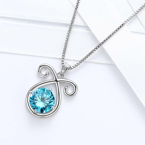 Aries Zodiac Necklace March Birthstone Pendant Crystal - Necklaces - Aurora Tears