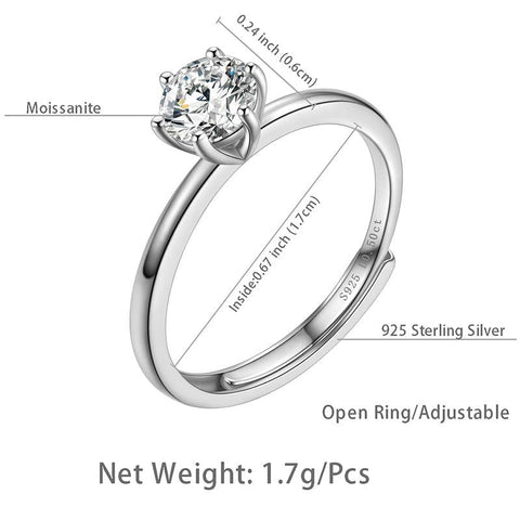 925 Sterling Silver Ring 0.5CT Moissanite Diamond Fine Jewelry - Rings - Aurora Tears
