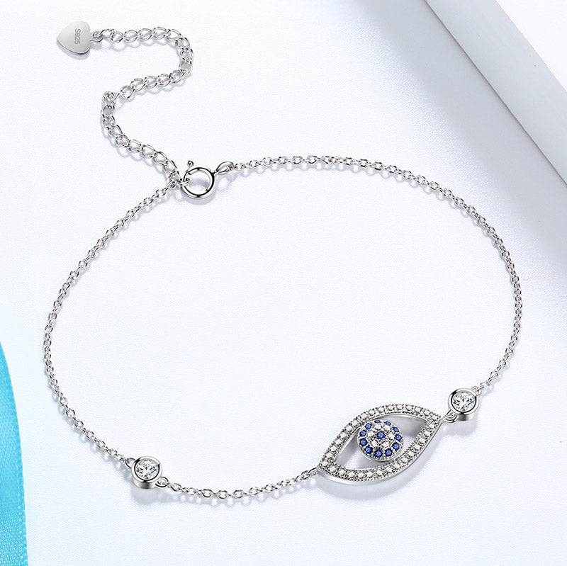 Blue Evil Eye Bracelet 925 sterling silver Amulet Protection Jewelry - Bracelet - Aurora Tears