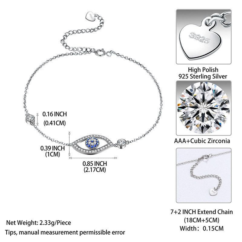 Blue Evil Eye Bracelet 925 sterling silver Amulet Protection Jewelry - Bracelet - Aurora Tears