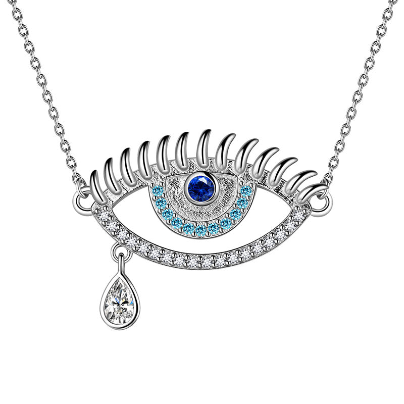 Blue Evil Eye Necklace 925 sterling silver Amulet Protection Jewelry - Necklaces - Aurora Tears