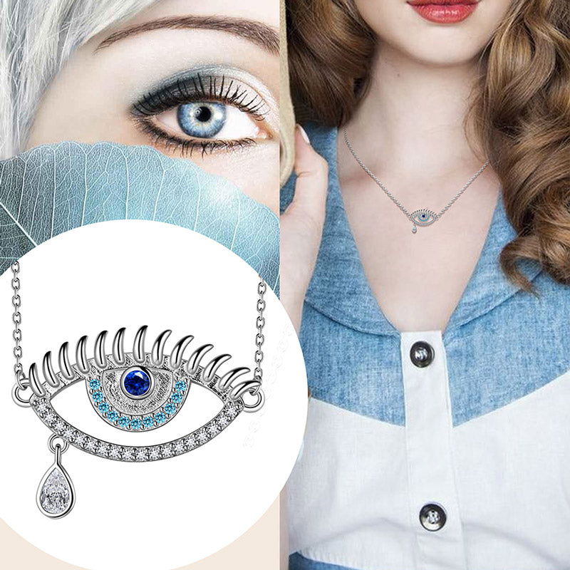 Blauer böser Blick Halskette 925 Sterling Silber Amulett Schutzschmuck -  Silver