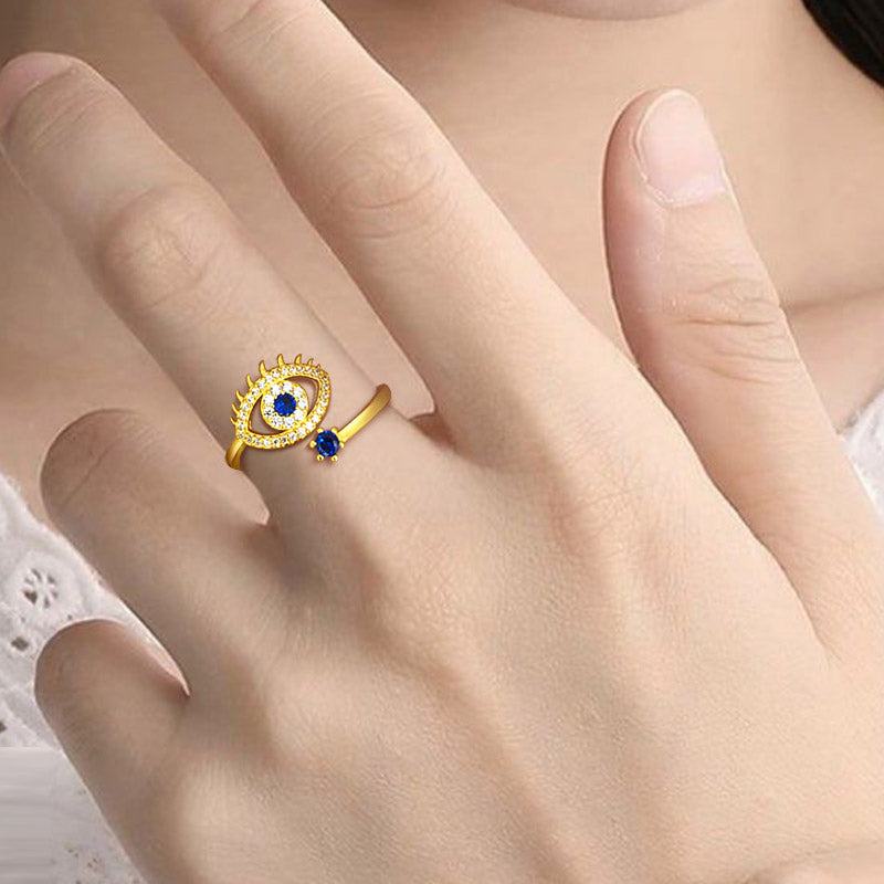Blue Evil Eye Ring 925 sterling silver Amulet Protection Jewelry - Rings - Aurora Tears