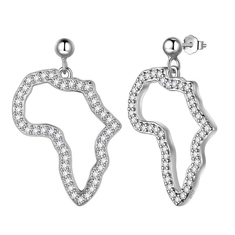 Aurora Tears African Map Drop Earring Stud Women 925 Sterling Silver