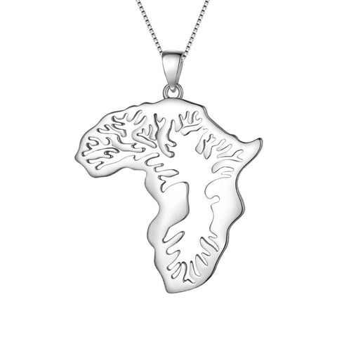 Aurora Tears African Map Necklace Pendant Sterling Silver Men Women