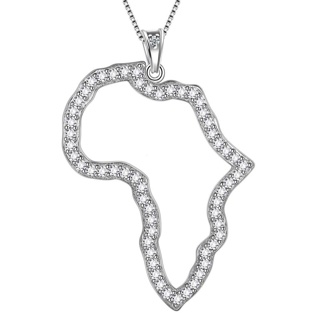 Aurora Tears African Map Necklace Pendant Women 925 Sterling Silver
