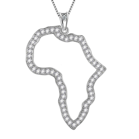 Aurora Tears African Map Necklace Pendant Women 925 Sterling Silver