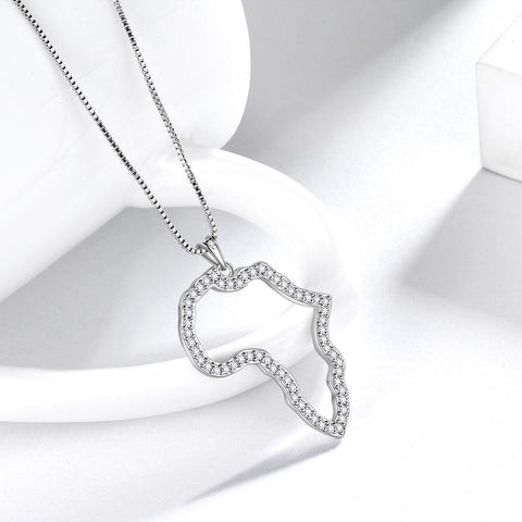 African Map Necklace Pendant Women 925 Sterling Silver - Necklaces - Aurora Tears Jewelry