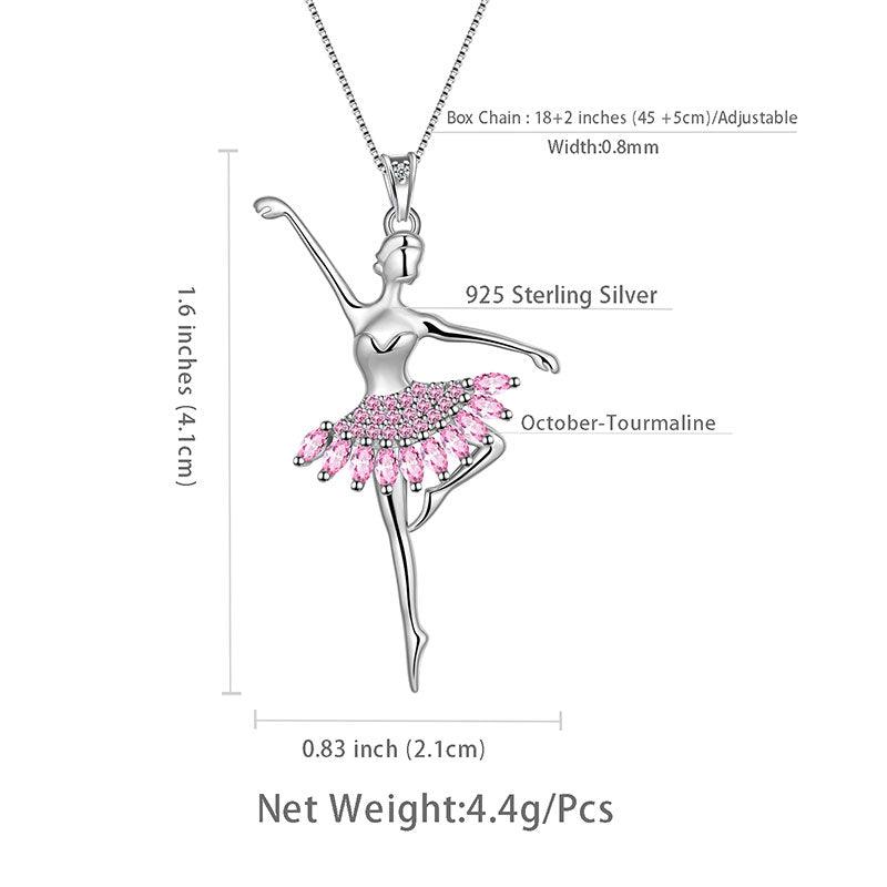 Ballerina Tiny Dancer Pendant Necklace 925 Sterling Silver - Necklaces - Aurora Tears