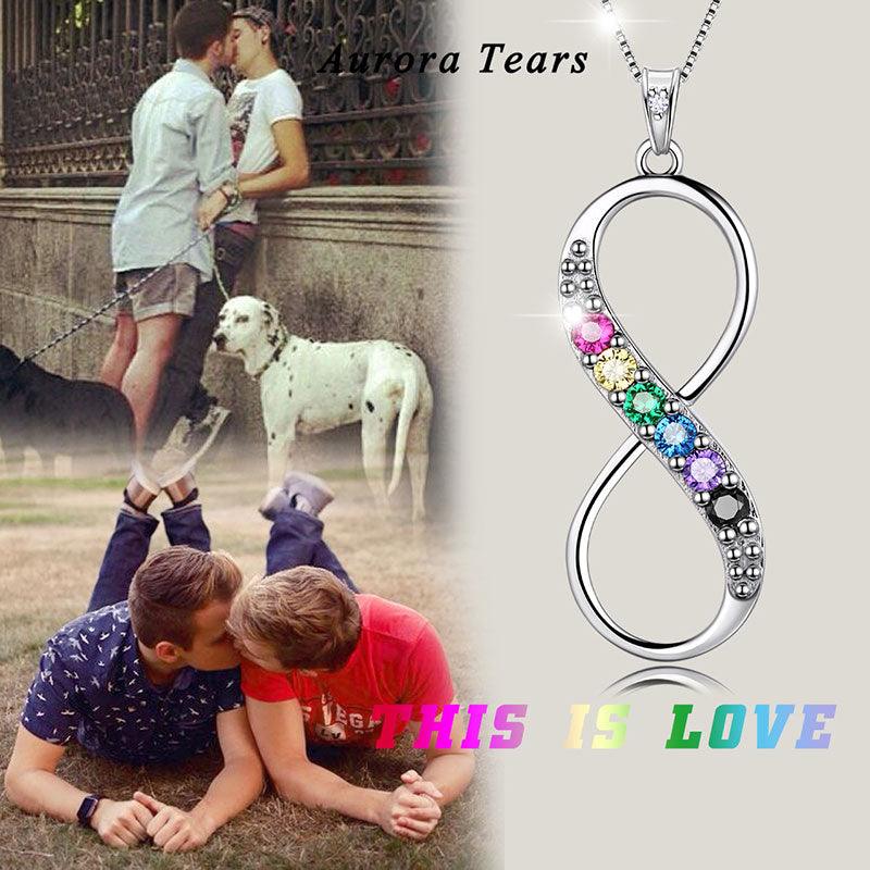 LGBT Necklace Lesbian Gay Pride Pendant Rainbow Jewelry - Necklaces - Aurora Tears