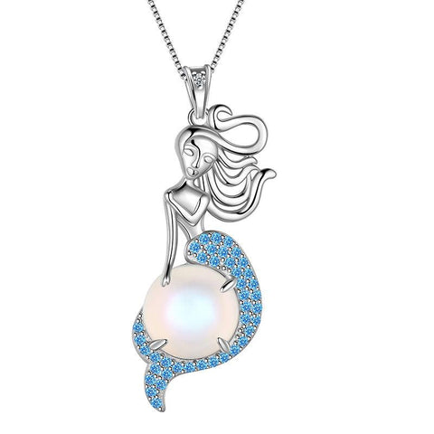 Mermaid Pendant Necklace 925 Sterling Silver - Necklaces - Aurora Tears