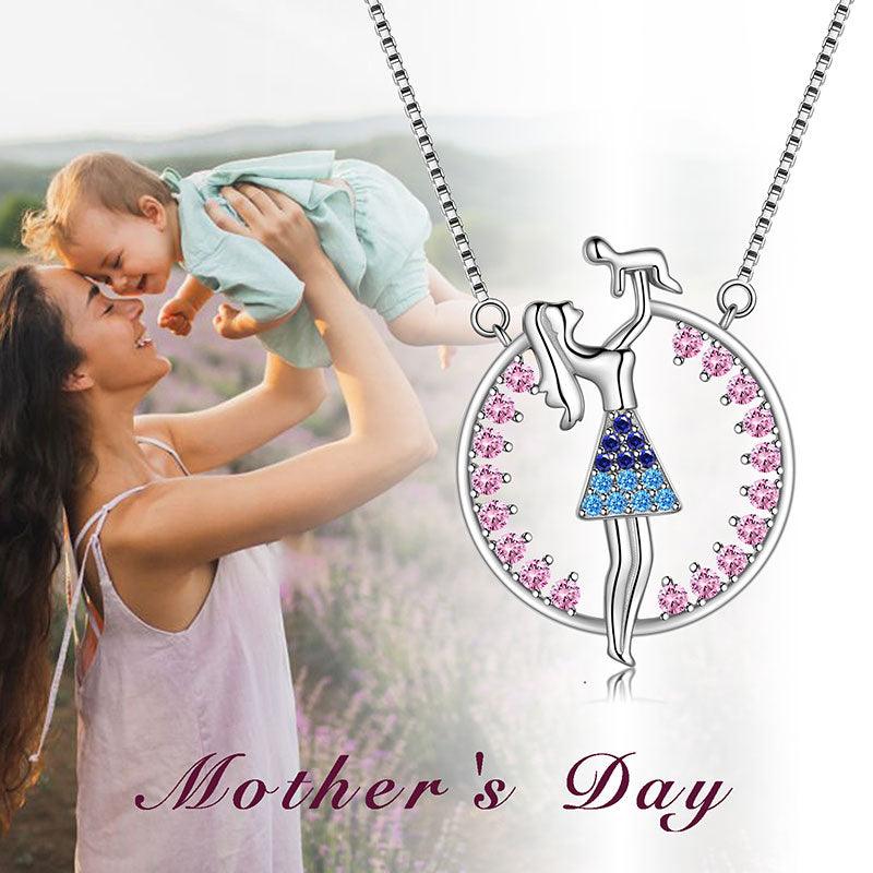 Mother and Child Pendant Necklace Mothers Day Gift - Necklaces - Aurora Tears