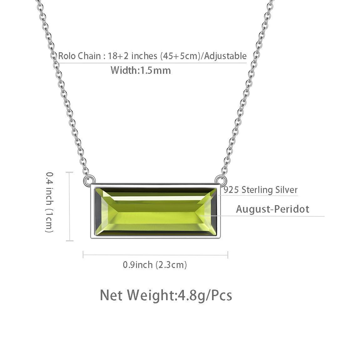 Bar Birthstone August Peridot Necklace Sterling Silver - Necklaces - Aurora Tears