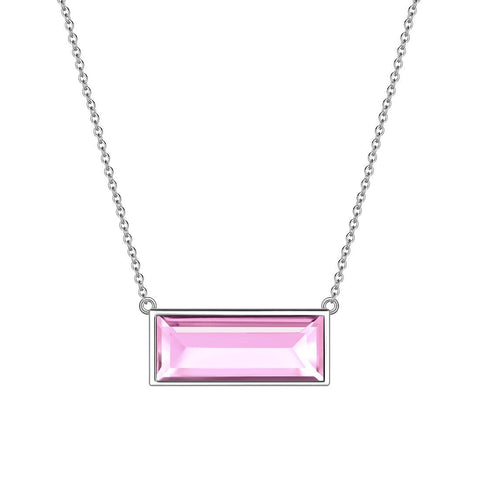 Bar Birthstone October Tourmaline Necklace Sterling Silver - Necklaces - Aurora Tears