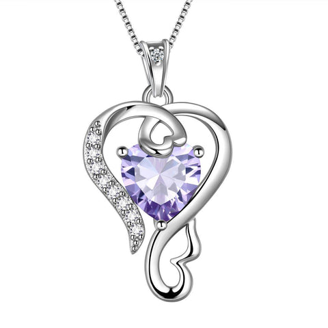 Love Heart Birthstone June Alexandrite Necklace Pendant - Necklaces - Aurora Tears