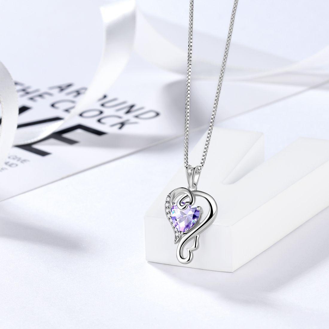 Love Heart Birthstone June Alexandrite Necklace Pendant - Necklaces - Aurora Tears