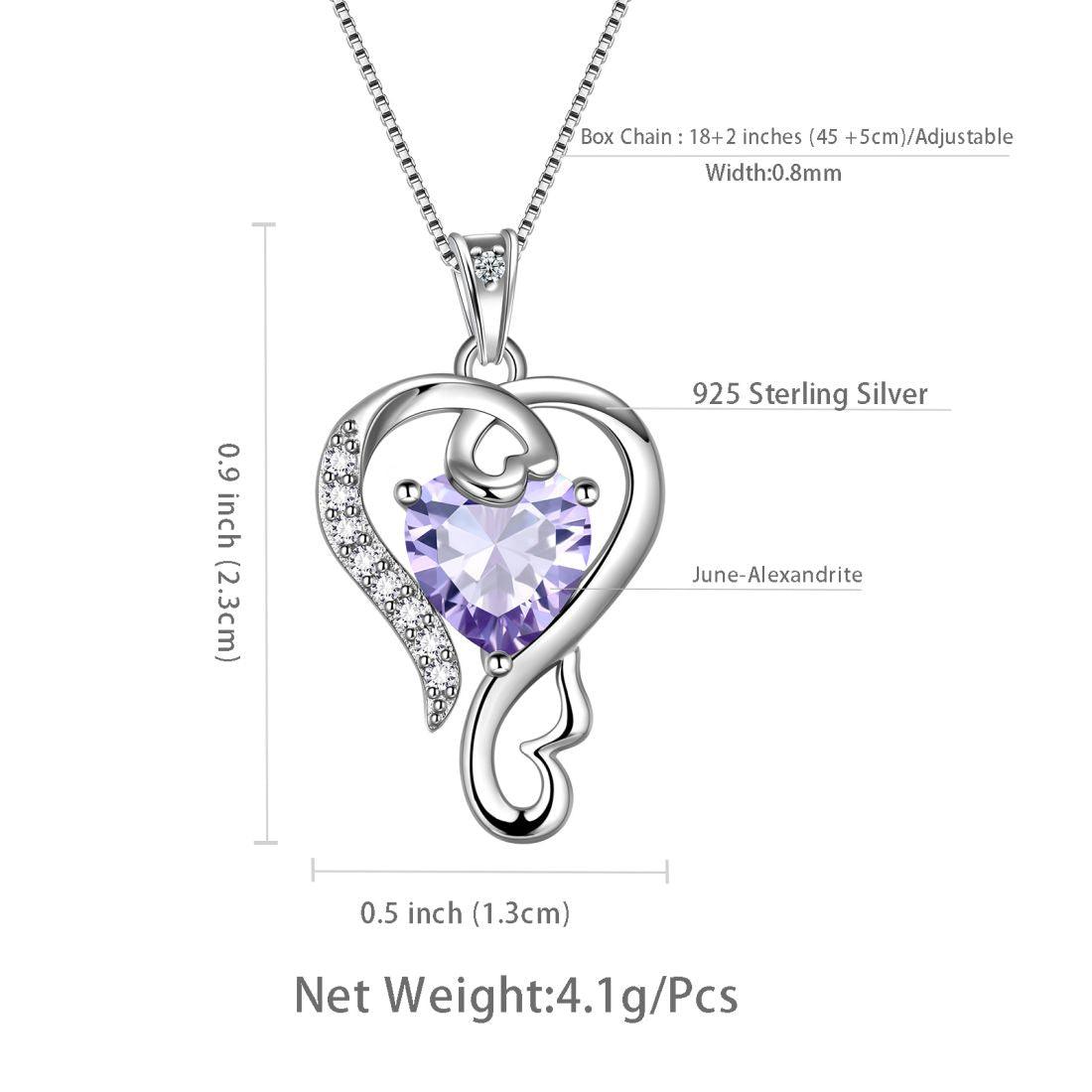 Love Heart Birthstone June Alexandrite Necklace Pendant - Necklaces - Aurora Tears