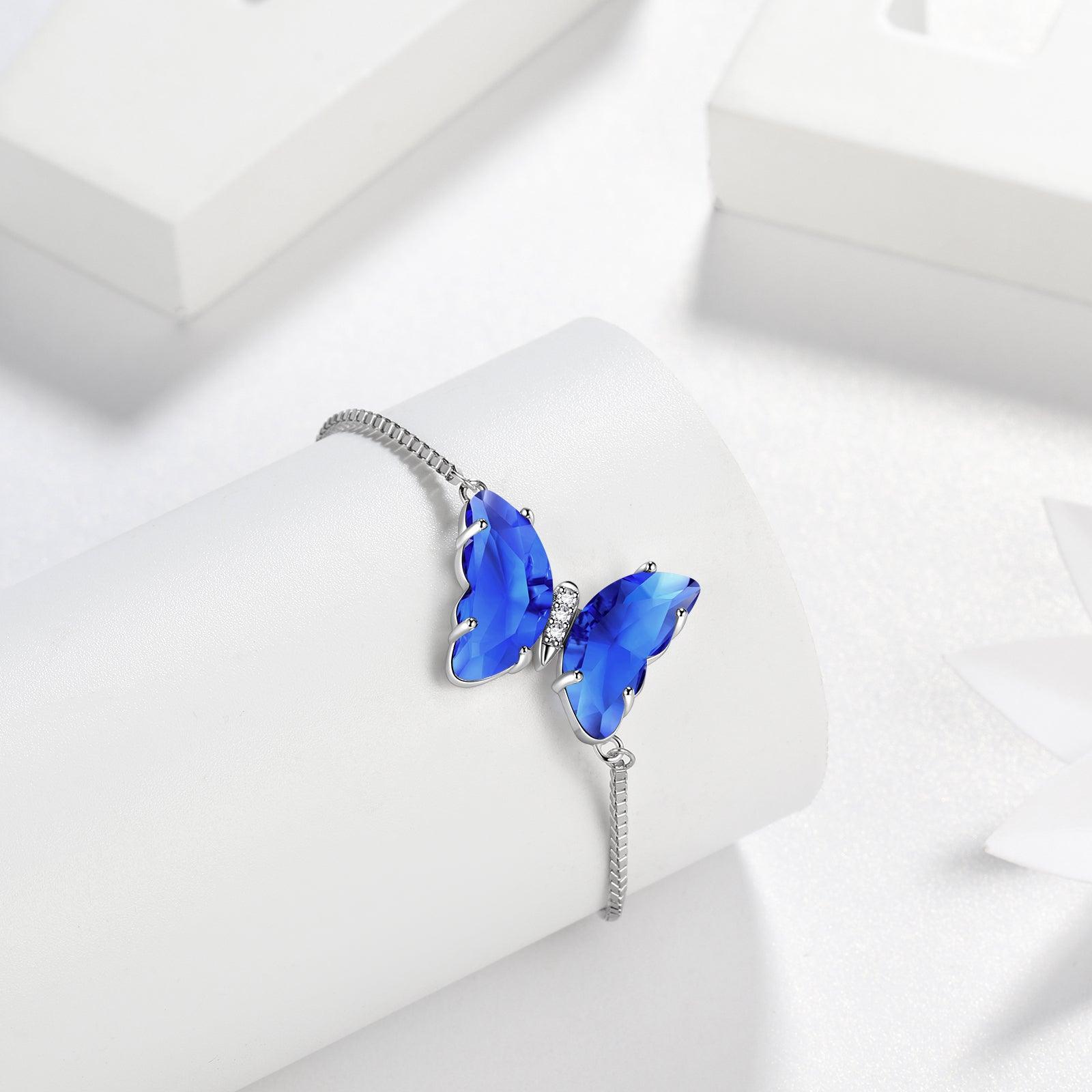 Blue Butterfly Bracelet September Sapphire Birthstone - Bracelet - Aurora Tears