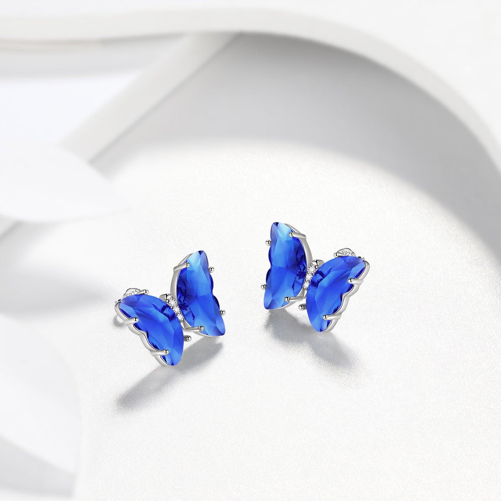 Blue Butterfly Earrings September Sapphire Birthstone - Earrings - Aurora Tears