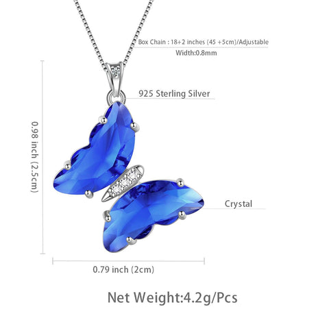 Blue Butterfly Necklace September Sapphire Birthstone Pendant - Necklaces - Aurora Tears